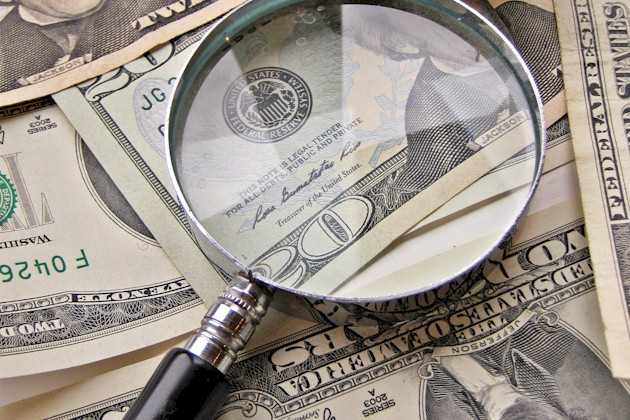 Magnifying Glass and Money